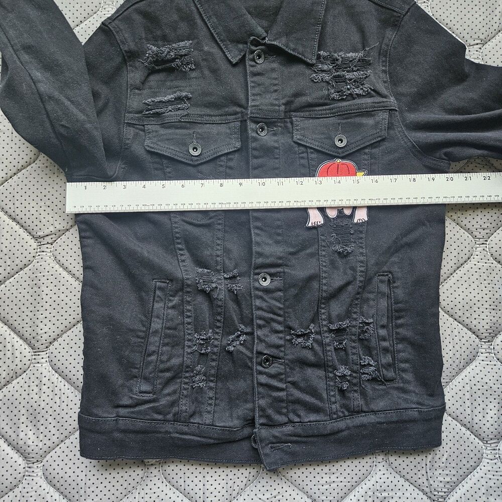 Size L CRYSP Denim Jacket Custom Made With "FLY MONSTAS" Logo On Back And Front - Picture 3 of 11